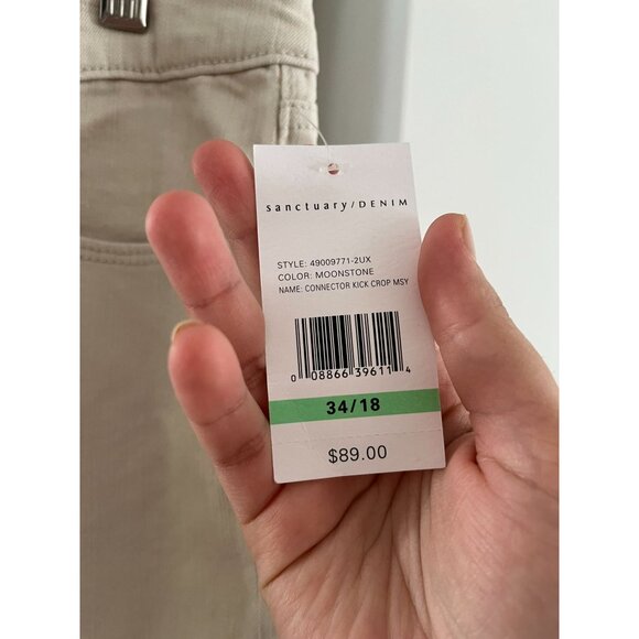 NWT Sanctuary Denim Womens Connector Kick Crop Pants In Moonstone Size 34 Standa - Picture 6 of 9
